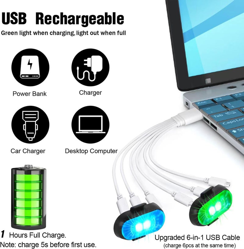 Aukmak 6PCS Wireless LED Strobe Lights with Remote Control, 8 Colors Rechargeable Led Lights Anti-Collision LED Emergency Warning Lights for Car Motorcycle Bike Drone Aircraft - Image 5